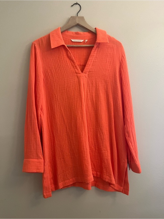 Soft Surroundings Tops - Soft Surroundings Coral-Orange Gauze V-Neck Tunic